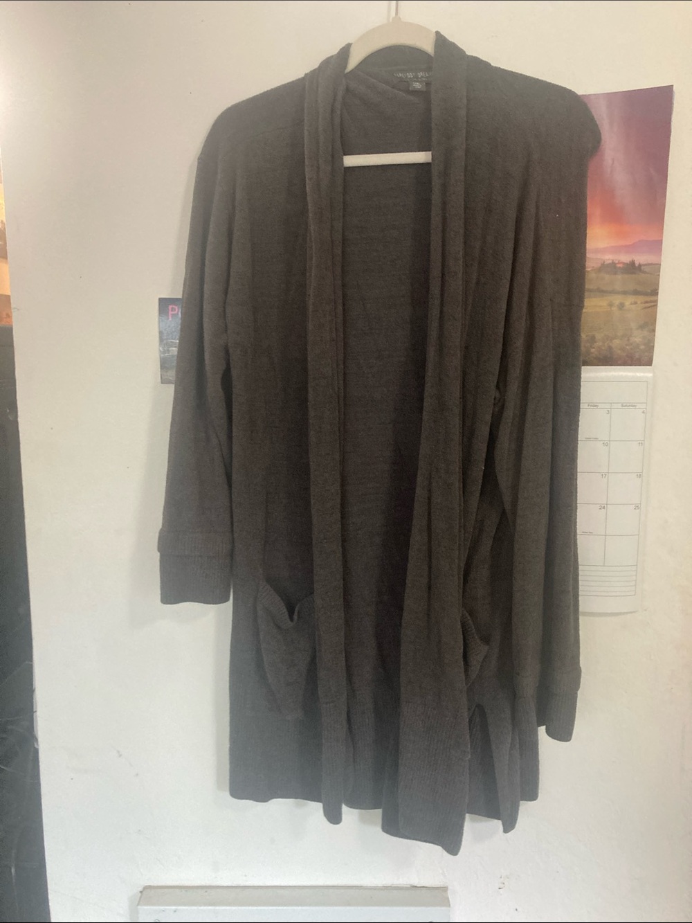 Long Open-Front Cardigan - Dark Taupe